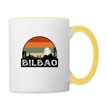 Bilbao Spain Flag Skyline Travel Souvenir - Contrasting Mug - white/yellow - Right