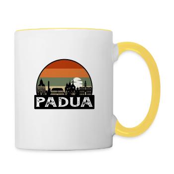 Padua Italy Flag Skyline Travel Souvenir - Contrasting Mug - white/yellow - Right