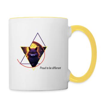 Hybride mi-hibou mi-renard - Mug contrasté - blanc/jaune - Droite