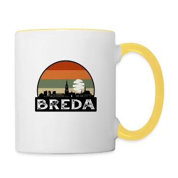Breda Netherlands Flag Skyline Travel Souvenir - Contrasting Mug - white/yellow - Right