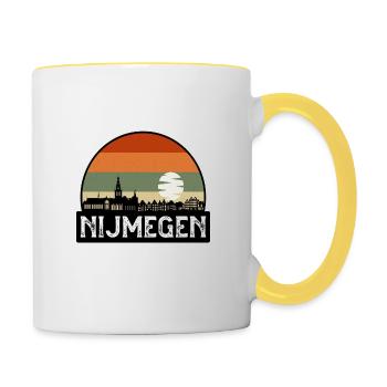 Nijmegen Netherlands Flag Skyline Travel Souvenir - Contrasting Mug - white/yellow - Right