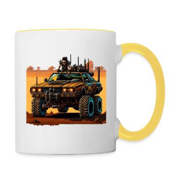 Road Trip post-apocalyptique - Mug contrasté - blanc/jaune - Droite