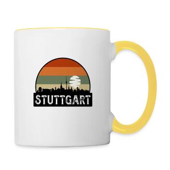 Stuttgart Germany Flag Skyline Travel Souvenir - Contrasting Mug - white/yellow - Right