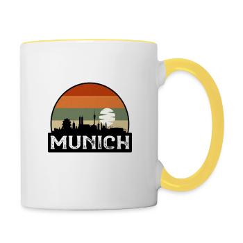 Munich Germany Flag Skyline Travel Souvenir - Contrasting Mug - white/yellow - Right