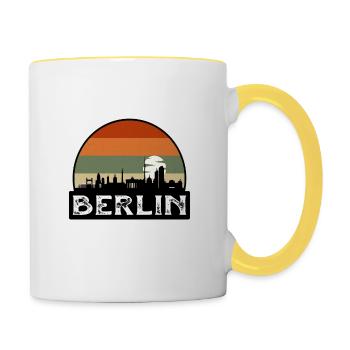Berlin Germany Flag Skyline Travel Souvenir - Contrasting Mug - white/yellow - Right