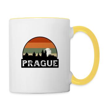 Prague Czechia Flag Skyline Travel Souvenir - Contrasting Mug - white/yellow - Right
