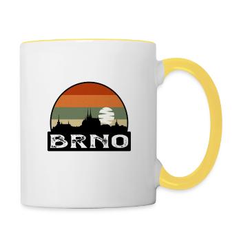 Brno Czechia Flag Skyline Travel Souvenir - Contrasting Mug - white/yellow - Right