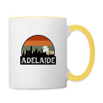 Adelaide Australia Flag Skyline Travel Souvenir - Contrasting Mug - white/yellow - Right