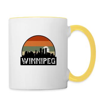 Winnipeg Canada Flag Skyline Travel Souvenir - Contrasting Mug - white/yellow - Right
