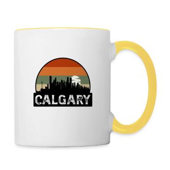 Calgary Canada Flag Skyline Travel Souvenir - Contrasting Mug - white/yellow - Right