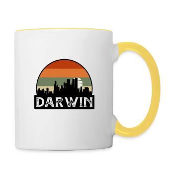 Darwin Australia Flag Skyline Travel Souvenir - Contrasting Mug - white/yellow - Right