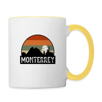 Monterrey Mexico Flag Skyline Travel Souvenir - Contrasting Mug - white/yellow - Right
