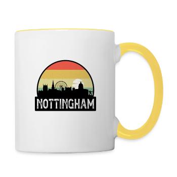 Nottingham England Flag Skyline Travel Souvenir - Contrasting Mug - white/yellow - Right