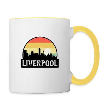 Liverpool England Flag Skyline Travel Souvenir - Contrasting Mug - white/yellow - Right