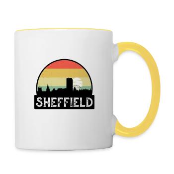 Sheffield England Flag Skyline Travel Souvenir - Contrasting Mug - white/yellow - Right