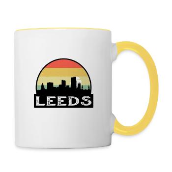 Leeds England Flag Skyline Travel Souvenir - Contrasting Mug - white/yellow - Right