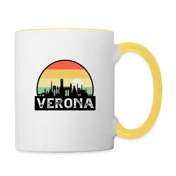Vérone Italie Flag Skyline Souvenir de voyage - Mug contrasté - blanc/jaune - Droite