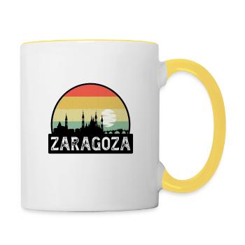Zaragoza Spanien Flagge Skyline Reise-Souvenir - Tasse zweifarbig - Weiß/Gelb - Rechts