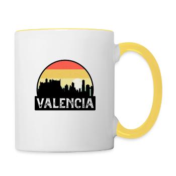 Valencia Spain Flag Skyline Travel Souvenir - Contrasting Mug - white/yellow - Right