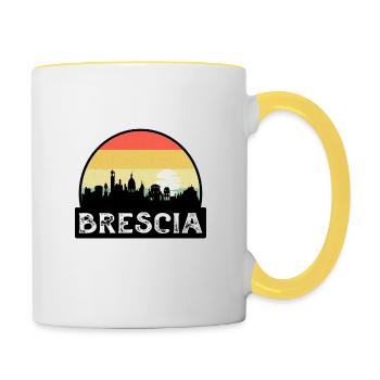 Brescia Italie Flag Skyline Souvenir de voyage - Mug contrasté - blanc/jaune - Droite