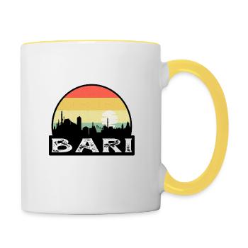 Bari Italie Flag Skyline Souvenir de voyage - Mug contrasté - blanc/jaune - Droite