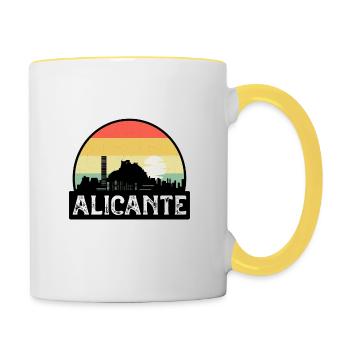 Alicante Espagne Flag Skyline Souvenir de voyage - Mug contrasté - blanc/jaune - Droite