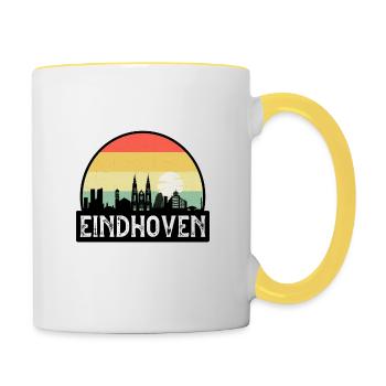 Eindhoven Netherlands Flag Skyline Travel Souvenir - Contrasting Mug - white/yellow - Right