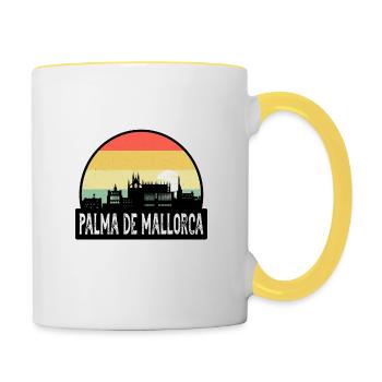 Palma de Mallorca Spanien Flagge Skyline Travel Souven - Tasse zweifarbig - Weiß/Gelb - Rechts