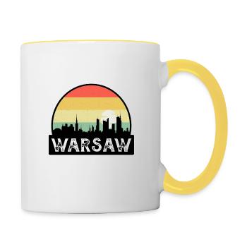Varsovie Pologne Flag Skyline Souvenir de voyage - Mug contrasté - blanc/jaune - Droite