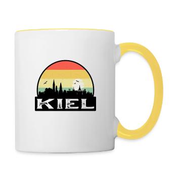 Kiel Germany Flag Skyline Travel Souvenir - Contrasting Mug - white/yellow - Right