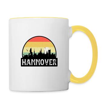 Hannover Deutschland Flagge Skyline Reisesouvenir - Tasse zweifarbig - Weiß/Gelb - Rechts