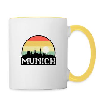 München Deutschland Flagge Skyline Reisesouvenir - Tasse zweifarbig - Weiß/Gelb - Rechts