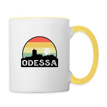 Odessa Ukraine Flag Skyline Souvenir de voyage - Mug contrasté - blanc/jaune - Droite