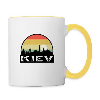 Kiev Ukraine Flag Skyline Travel Souvenir - Contrasting Mug - white/yellow - Right