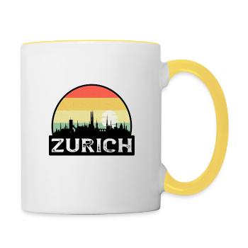 Zurich Suisse Flag Skyline Souvenir de voyage - Mug contrasté - blanc/jaune - Droite