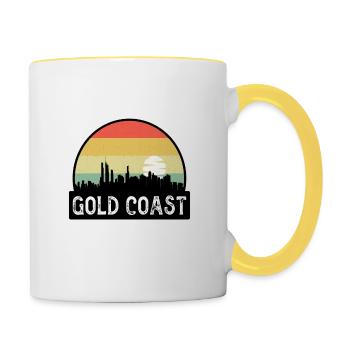 Gold Coast Australien Flagge Skyline Reise-Souvenir - Tasse zweifarbig - Weiß/Gelb - Rechts