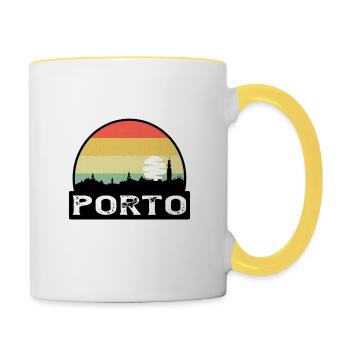 Porto Portugal Flag Skyline Travel Souvenir - Contrasting Mug - white/yellow - Right