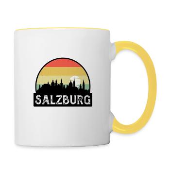 Salzbourg Autriche Flag Skyline Souvenir de voyage - Mug contrasté - blanc/jaune - Droite