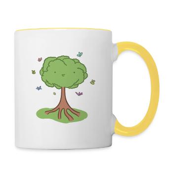 Arbre mignon - Mug contrasté - blanc/jaune - Droite