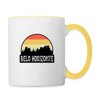 Belo Horizonte Brazil Flag Skyline Travel Souvenir - Contrasting Mug - white/yellow - Right