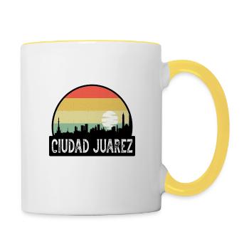 Ciudad Juarez Mexique Flag Skyline Souvenir de voyage - Mug contrasté - blanc/jaune - Droite