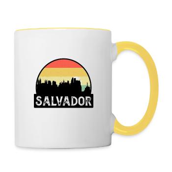 Salvador Brésil Flag Skyline Souvenir de voyage - Mug contrasté - blanc/jaune - Droite