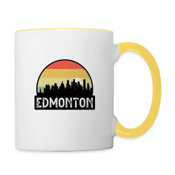 Edmonton Canada Flag Skyline Souvenir de voyage - Mug contrasté - blanc/jaune - Droite