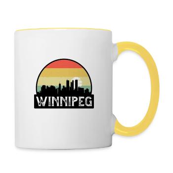 Souvenir de voyage de Winnipeg Canada Flag Skyline - Mug contrasté - blanc/jaune - Droite