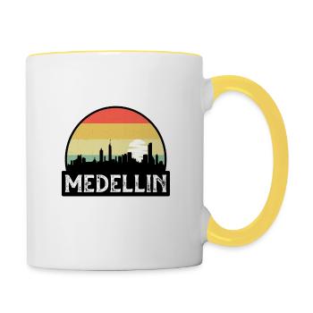 Medellin Kolumbien Flagge Skyline Reisesouvenir - Tasse zweifarbig - Weiß/Gelb - Rechts