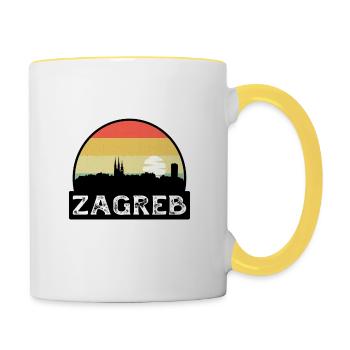 Zagreb, Kroatien, Flagge, Skyline, Reisesouvenir - Tasse zweifarbig - Weiß/Gelb - Rechts