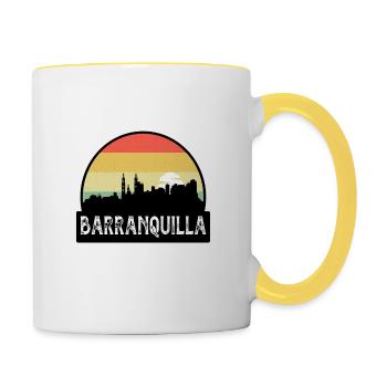 Barranquilla Kolumbien Flagge Skyline Reisesouvenir - Tasse zweifarbig - Weiß/Gelb - Rechts