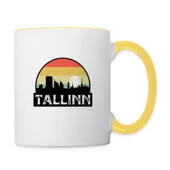Tallinn Estonie Flag Skyline Souvenir de voyage - Mug contrasté - blanc/jaune - Droite