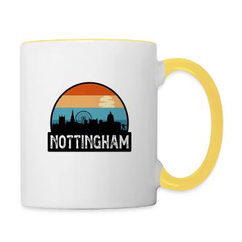 Nottingham England Flag Skyline Travel Souvenir - Contrasting Mug - white/yellow - Right