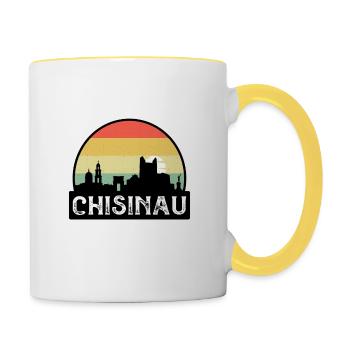 Chisinau Moldova Flag Skyline Travel Souvenir - Contrasting Mug - white/yellow - Right